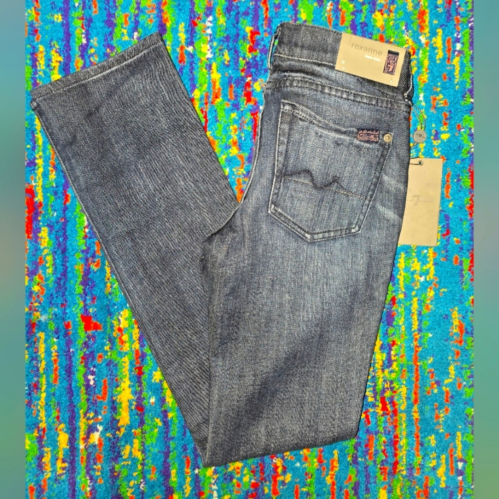 NWT Girls‎ 7 for all Mankind size 12 Roxann classic skinny dark blue jeans